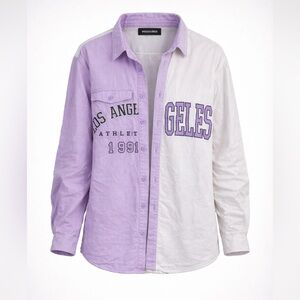 NWT Missguided Lilac & White Colorblock Denim Shacket | Los Angeles 1991 | 4